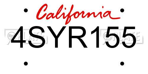 4SYR155 California License Plate
