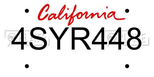 4SYR448 California License Plate