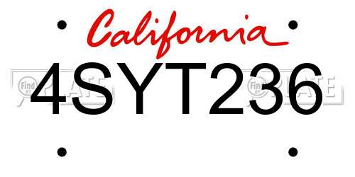 4SYT236 California License Plate