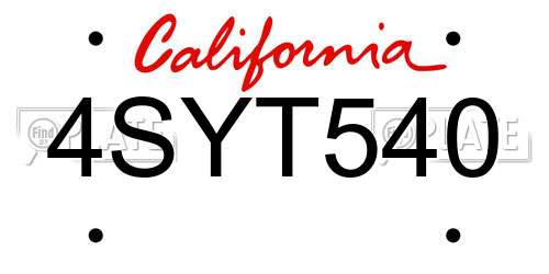 4SYT540 California License Plate