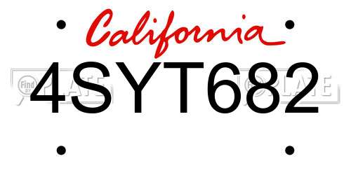 4SYT682 California License Plate