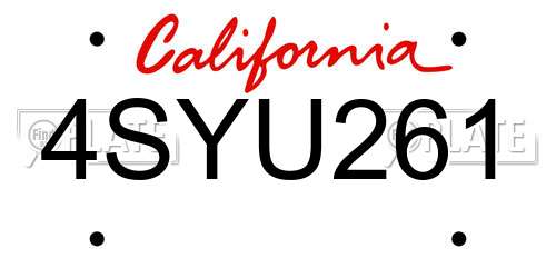 4SYU261 California License Plate