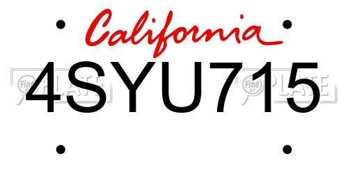 4SYU715 California License Plate