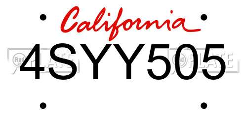 4SYY505 California License Plate