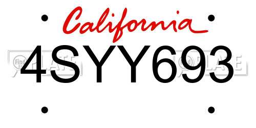 4SYY693 California License Plate