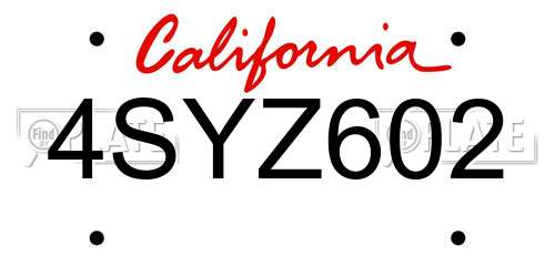 4SYZ602 California License Plate