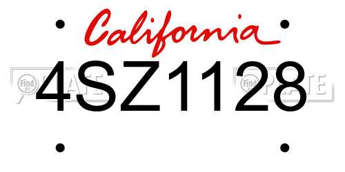 4SZ1128 California License Plate