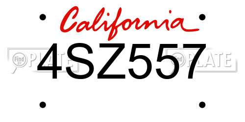 4SZ557 California License Plate