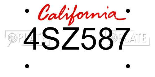 4SZ587 California License Plate