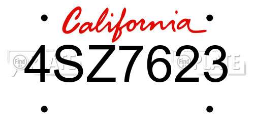 4SZ7623 California License Plate
