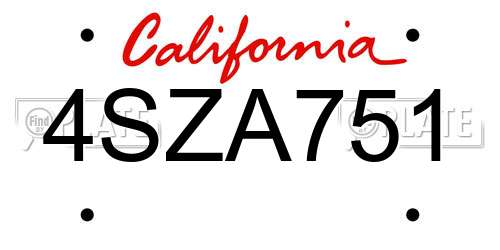 4SZA751 California License Plate