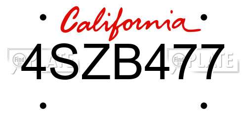 4SZB477 California License Plate