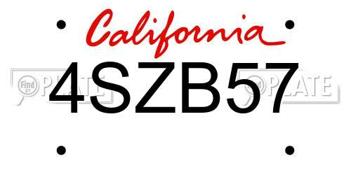 4SZB57 California License Plate