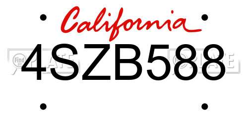 4SZB588 California License Plate