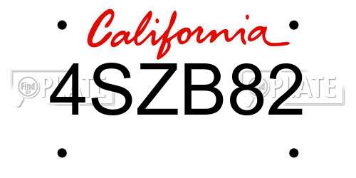 4SZB82 California License Plate