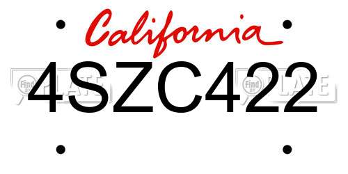 4SZC422 California License Plate