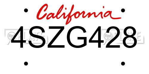 4SZG428 California License Plate