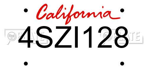 4SZI128 California License Plate