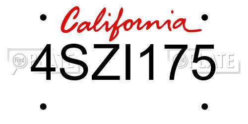 4SZI175 California License Plate