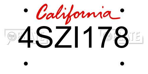 4SZI178 California License Plate