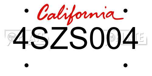 4SZS004 California License Plate
