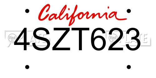 4SZT623 California License Plate