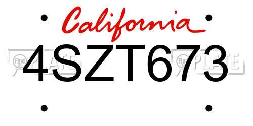 4SZT673 California License Plate