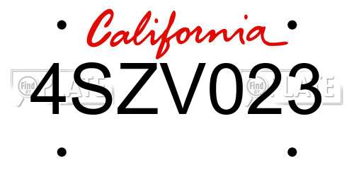 4SZV023 California License Plate