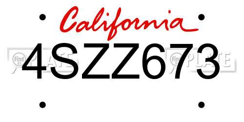 4SZZ673 California License Plate