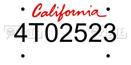 4T02523 California License Plate