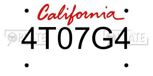 4T07G4 California License Plate