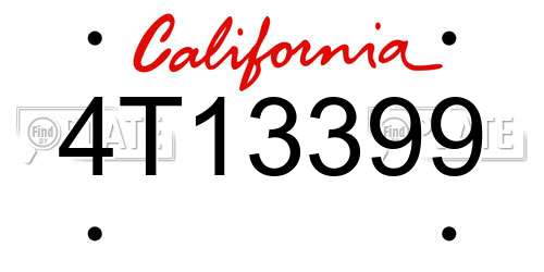 4T13399 California License Plate