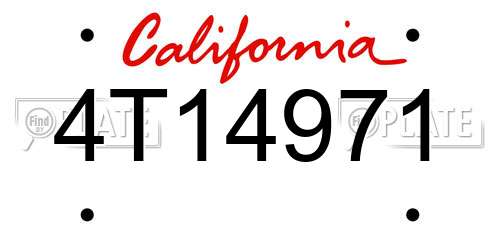 4T14971 California License Plate