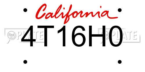 4T16H0 California License Plate