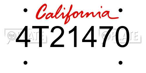 4T21470 California License Plate