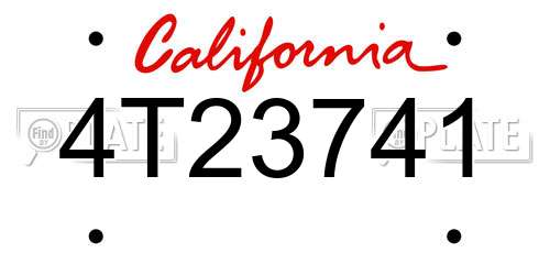 4T23741 California License Plate