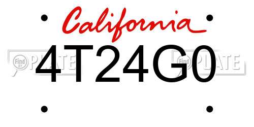 4T24G0 California License Plate