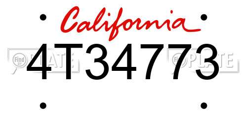 4T34773 California License Plate