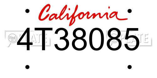 4T38085 California License Plate