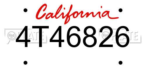 4T46826 California License Plate