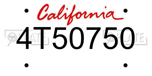 4T50750 California License Plate