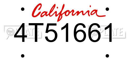 4T51661 California License Plate