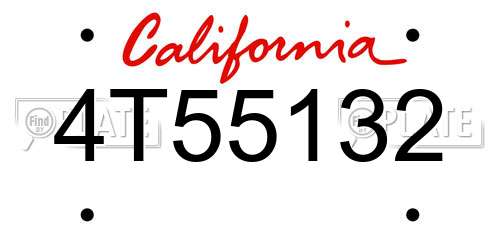 4T55132 California License Plate