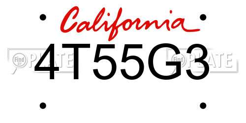 4T55G3 California License Plate