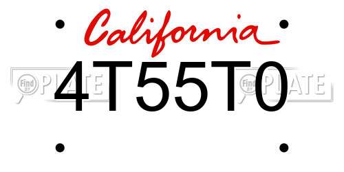 4T55T0 California License Plate