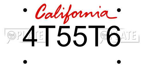 4T55T6 California License Plate