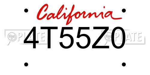 4T55Z0 California License Plate