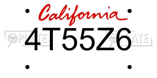 4T55Z6 California License Plate
