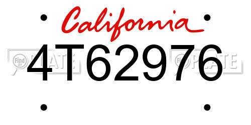 4T62976 California License Plate