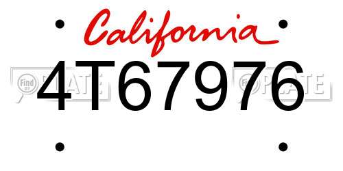 4T67976 California License Plate